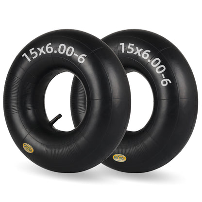 15x6.00-6 Inner Tube(2-Pack), Replacement Lawn Mower Tire Tubes, Heavy-Duty Inner Tube with TR-13 Valve Stem - for Ride-on Mower, Yard Trailers, Tractors, Go Karts, Golf Carts, ATVs and More