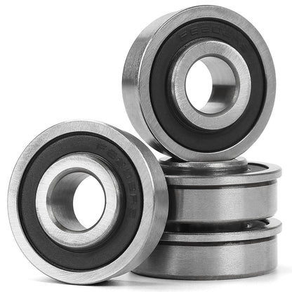 1/2" Deep Groove Ball Bearing, 13x35x13mm Bore Sealed Flanged Steel Bearings Replacement for Wheelbarrow, Lawn Mower, Hand Truck, Garden Cart Tire and Wheels, 4 Pack