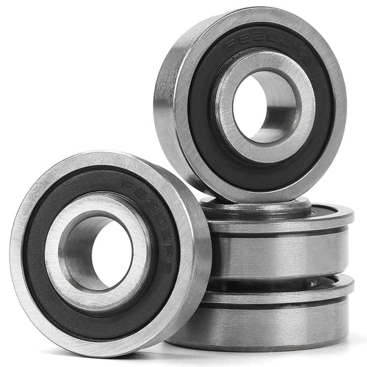 1/2" Deep Groove Ball Bearing, 13x35x13mm Bore Sealed Flanged Steel Bearings Replacement for Wheelbarrow, Lawn Mower, Hand Truck, Garden Cart Tire and Wheels, 4 Pack