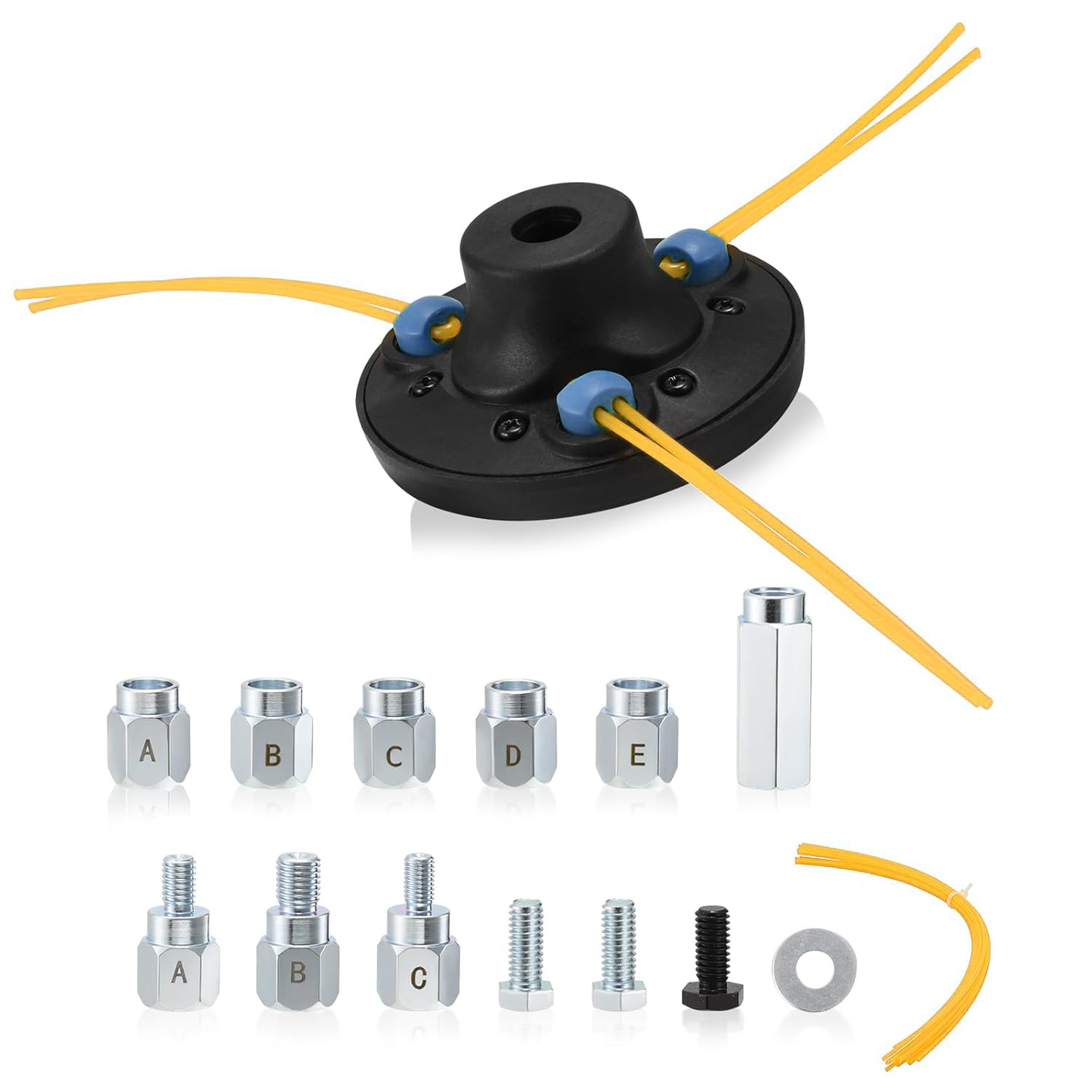 GICOOL Universal Weed Eater Head, Fast Load Replacement String Trimmer Head with Bolts & Nuts - Weed Wacker Heads for Echo, Ego, Dewalt, Stihl, Husqvarna, Includes 12pcs 0.095" Trimmer Line