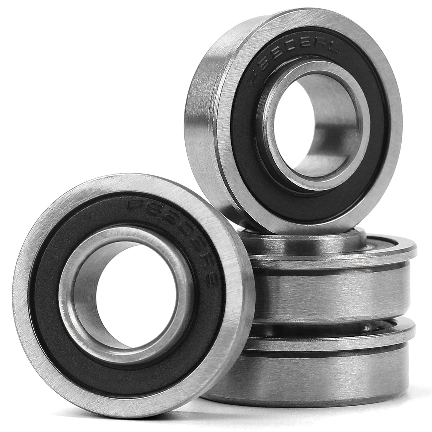 5/8" Bore Flanged Deep Groove Ball Bearing, 16mm ID x 35mm OD x 13mm W Sealed 9Cr18 Steel Bearing for Wheelbarrow, Lawn Mower, Garden Cart, Hand Truck Tire and Wheel Parts Replacements