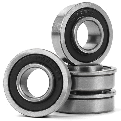 5/8" Bore Flanged Deep Groove Ball Bearing, 16mm ID x 35mm OD x 13mm W Sealed 9Cr18 Steel Bearing for Wheelbarrow, Lawn Mower, Garden Cart, Hand Truck Tire and Wheel Parts Replacements