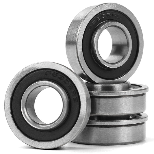 5/8" Bore Flanged Deep Groove Ball Bearing, 16mm ID x 35mm OD x 13mm W Sealed 9Cr18 Steel Bearing for Wheelbarrow, Lawn Mower, Garden Cart, Hand Truck Tire and Wheel Parts Replacements