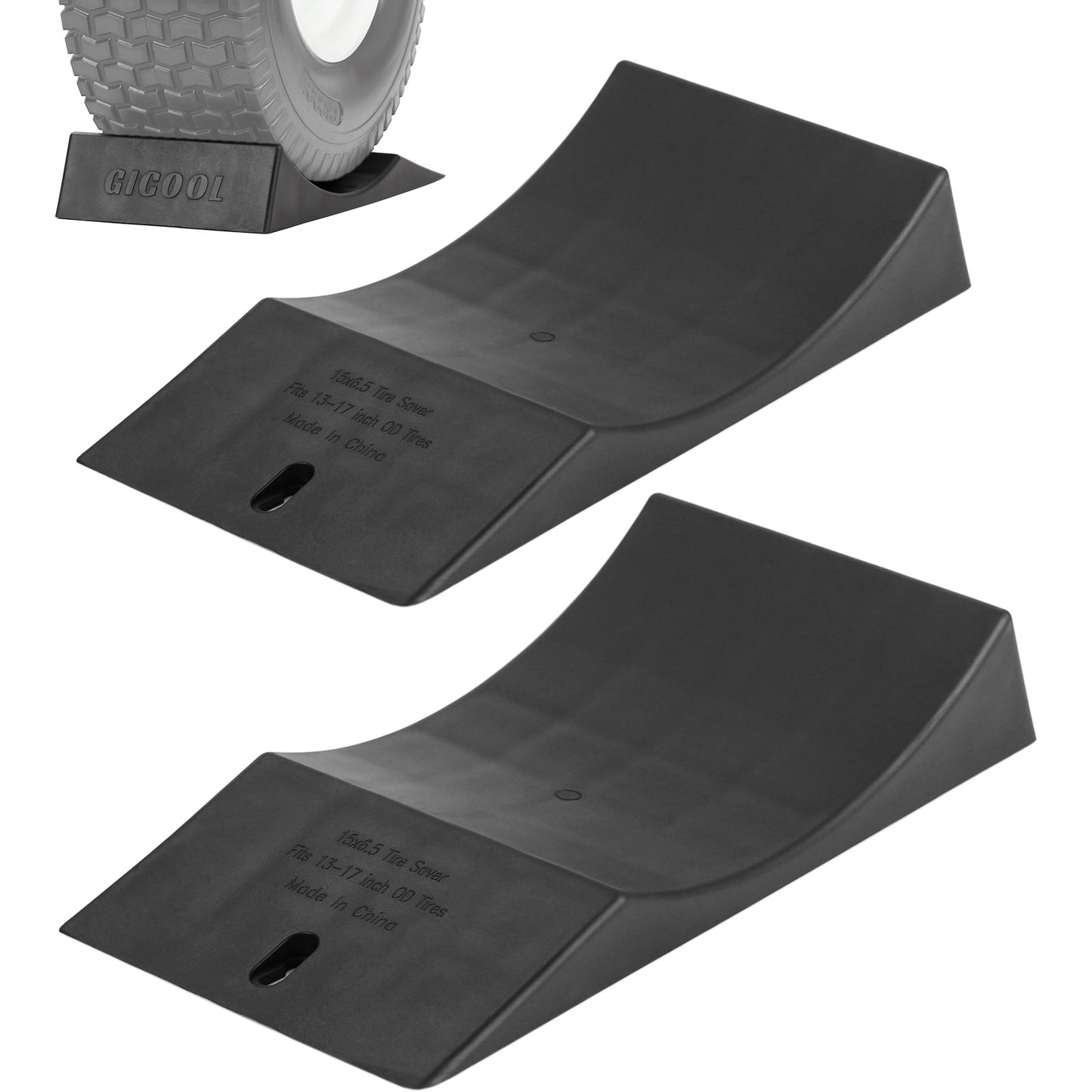Tire Saver Ramp for 13-17" Tire and Wheel, Flat-Free & Tubeless Tire Protector to Prevent Flat Spots Caused by Long Storage Parking for Riding Lawn Mower Garden Tractor
