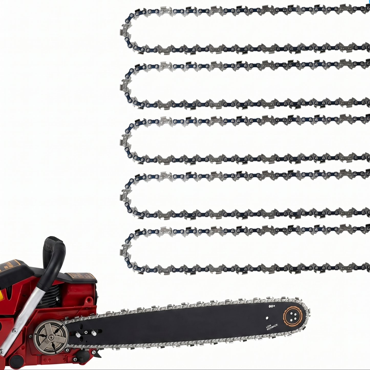 GICOOL 5-Pack 16 Inch Chainsaw Chain, 56 Drive Links .050" Gauge 3/8" LP Pitch, Low Kickback Replacement Chains for Greenworks, Echo, Poulan, Craftsman, Ryobi Chainsaws