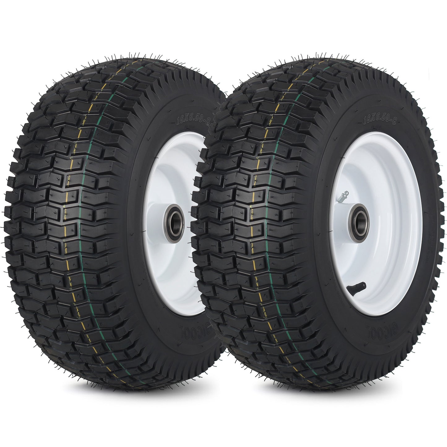 16x6.50-8 Lawn Mower Tubeless Tires, 1" Bearing, 4" Centered Hub