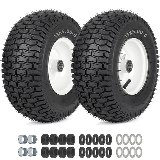 13x5.00-6 Rubber Lawn Mower Tire & Wheel, 13x5-6nhs Riding Mowers Lawn Pneumatic Tire with 3/4" Bushing, 3"-4.5" Centered Hub
