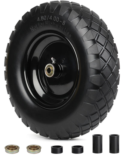 4.80/4.00-8" Wheelbarrow Tire, 16" Tire, 3-6" Centered Hub, 5/8" & 3/4" Bearing