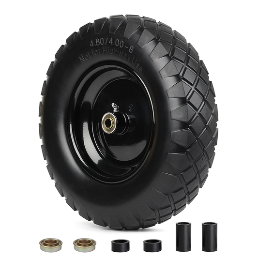 4.80/4.00-8" Wheelbarrow Tire, 16" Tire, 3-6" Centered Hub, 5/8" & 3/4" Bearing