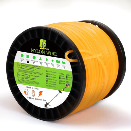 GICOOL 0.095" Square Trimmer Line, Orange Heavy-Duty Nylon Weed Eater String, Universal Commercial Grade Weed Wacker Line | 1.7 LB, 330 Ft