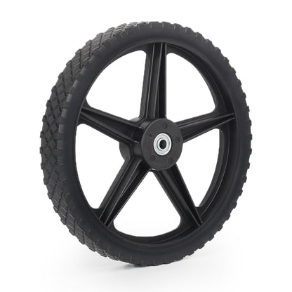 14 x 1.75'' Spoked Plastic Wheel and Tire, 2.45" Hub Length, 1/2" Bearing, for Lawn Mowers and DIY Trolley Wagon Cart