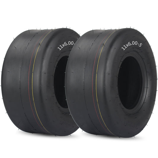 11x6.00-5 Tubeless Zero Turn Mower Tires, Riding Lawnmower Smooth Tread, 4 Ply