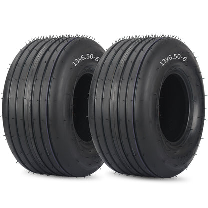 13x6.50-6 Tubeless Lawn Mower Tires, Straight Rib Tread, 4 Ply