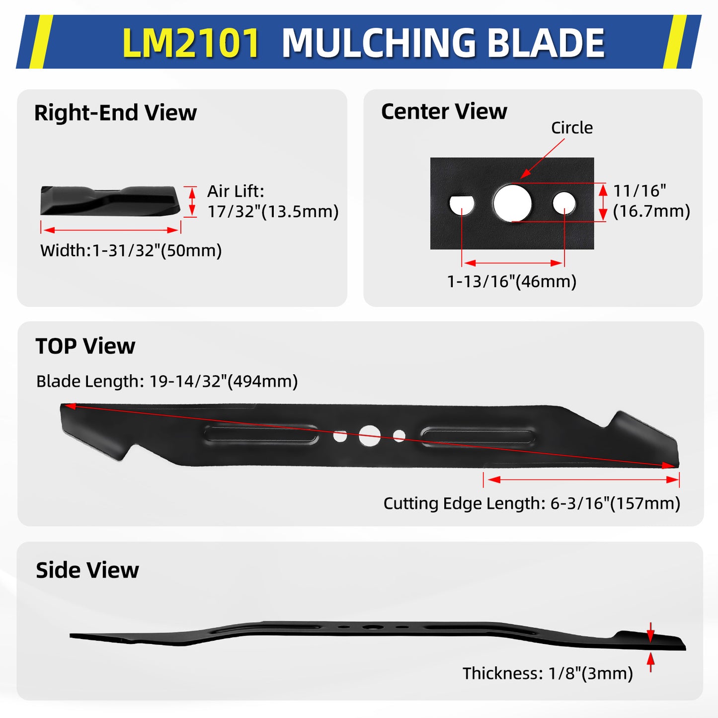 21" Mower Blade for Ego LM2100 LM2100SP LM2101 LM2102SP LM2142SP, Replaces AB2100