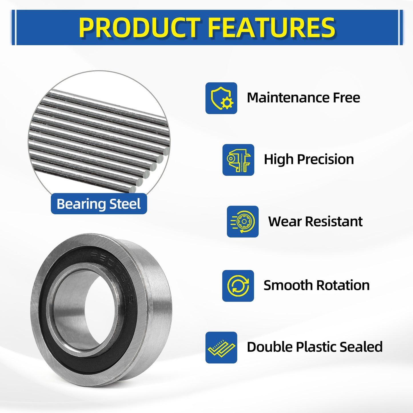 GICOOL 3/4" Bore Sealed Flange 9Cr18 Steel Ball Bearing, with 19mm ID x 35mm OD x 13mm W for Wheelbarrow, Lawnmower, Hand Trolley, Cart, NHS Tire & Wheels