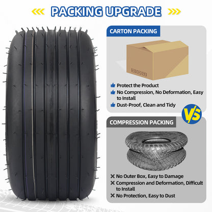 13x6.50-6 Tubeless Lawn Mower Tire, Riding Lawnmower Straight Rib Tread, 4 Ply
