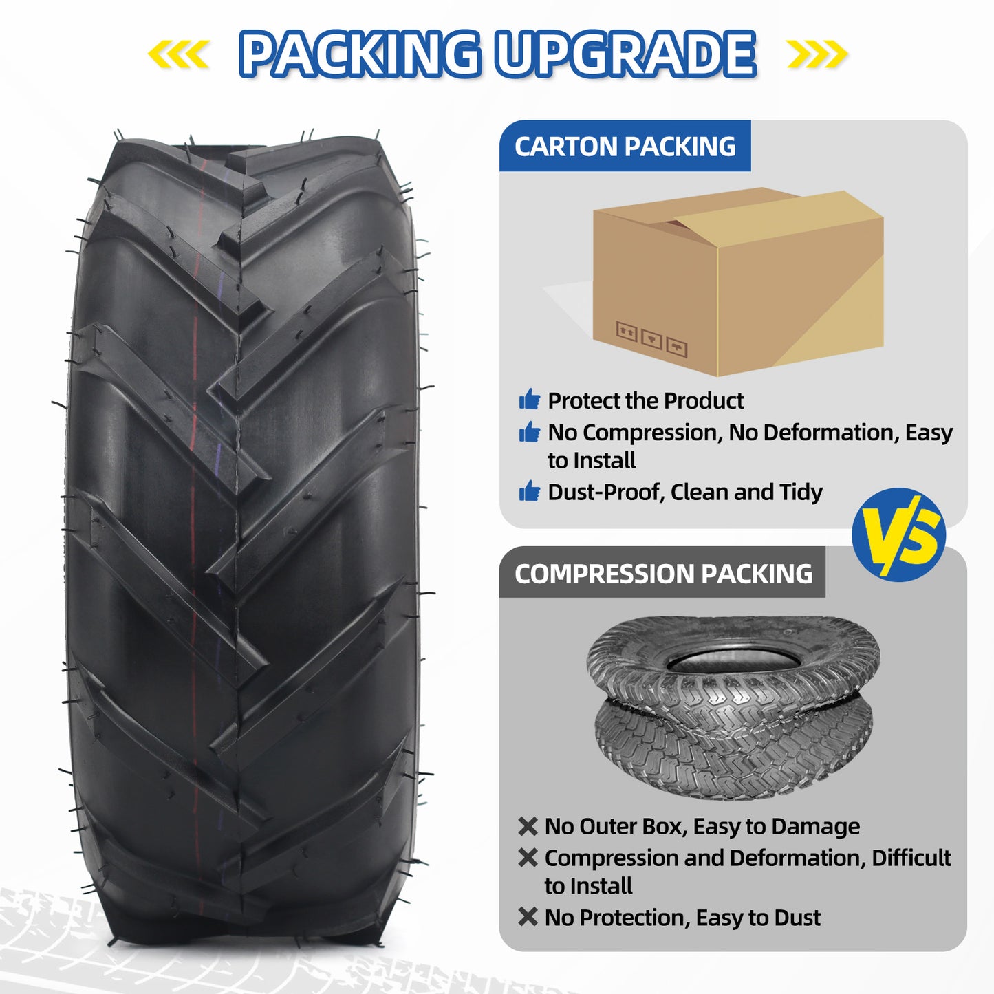 13x5.00-6 Tubeless Tiller Tire, 13x5-6 for Tractor Lawnmower Ag Tire, 2 Ply, Super Lug Pattern