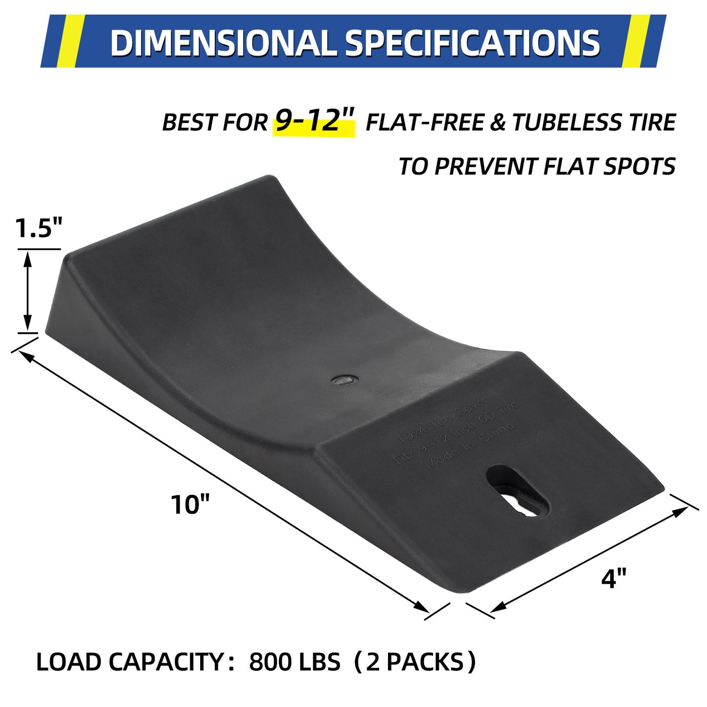 Tire Saver Ramp for 9-12" Tire and Wheel, Flat-Free & Tubeless Tire Protector to Prevent Flat Spots Caused by Long Storage Parking for Riding Lawn Mower