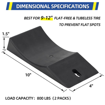 Tire Saver Ramp for 9-12" Tire and Wheel, Flat-Free & Tubeless Tire Protector to Prevent Flat Spots Caused by Long Storage Parking for Riding Lawn Mower