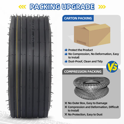 13x5.00-6 Tubeless Lawn Mower Tire, Riding Lawnmower Straight Rib Tread, 4 Ply