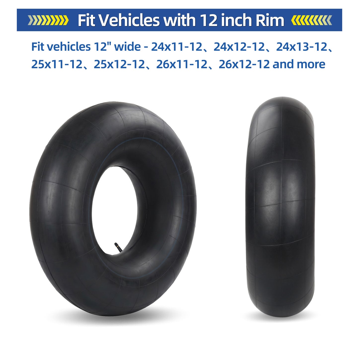 26x12-12 Butyl Inner Tubes, 2 Pack with TR13 Valve Stem, Heavy-Duty Inner Tubes, Replacement Tubes for ATV/UTV, Lawn Mowers, Garden Tractors and Golf Carts