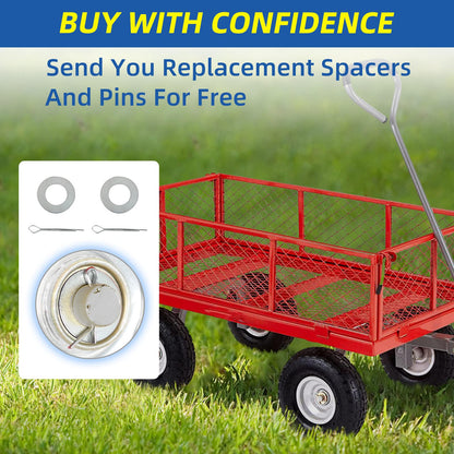 4.10/3.50-4" Flat Free Tire and Wheel, 10" Heavy Duty Solid Tire, 5/8" Axle Bore Hole, 2.2" Offset Hub, for Hand Truck Garden Cart Wagon Trolley Dolly Replacement Tire