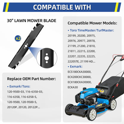 20120P Blades, Fits Toro TimeMaster 30" Deck, Replace 20120P 120-9500-03 116-6358-03