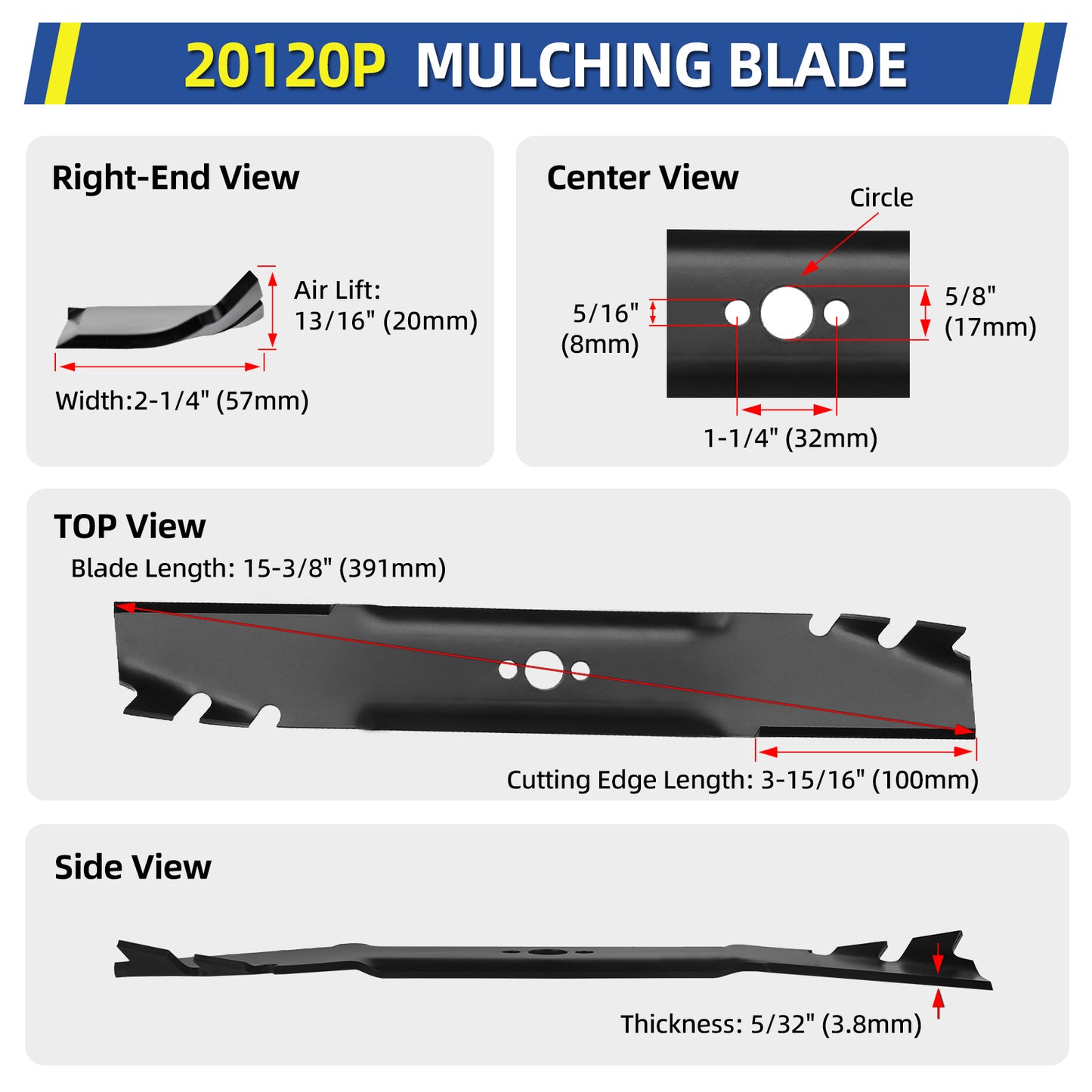 20120P Blades, Fits Toro TimeMaster 30" Deck, Replace 20120P 120-9500-03 116-6358-03