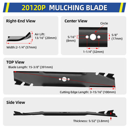 20120P Blades, Fits Toro TimeMaster 30" Deck, Replace 20120P 120-9500-03 116-6358-03