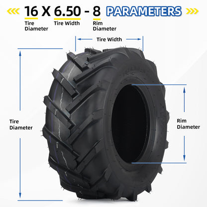 16x6.50-8 High-Traction Tubeless Tire, Agriculture Tractor Tire, 4 Ply, Super Lug AG Turf