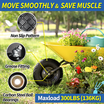 4.80/4.00-8" Wheelbarrow Tire, 16" Tire, 3-6" Centered Hub, 5/8" & 3/4" Bearing