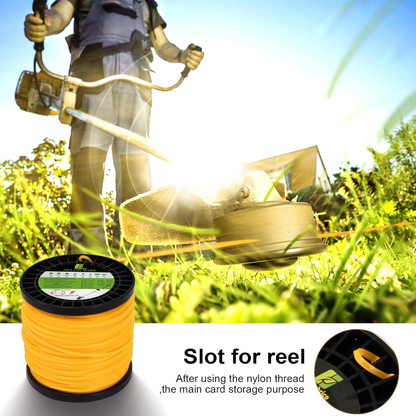 GICOOL 0.095" Square Trimmer Line, Orange Heavy-Duty Nylon Weed Eater String, Universal Commercial Grade Weed Wacker Line | 1.7 LB, 330 Ft