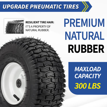 15x6.00-6 Rubber Lawn Mower Tire and Wheel, 2 Pcs Replacement 15x6-6nhs Riding Mowers Lawn Tire and Wheel with Bearing Bore 3/4", 3" Centered Hub