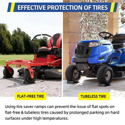 Tire Saver Ramp for 9-12" Tire and Wheel, Flat-Free & Tubeless Tire Protector to Prevent Flat Spots Caused by Long Storage Parking for Riding Lawn Mower