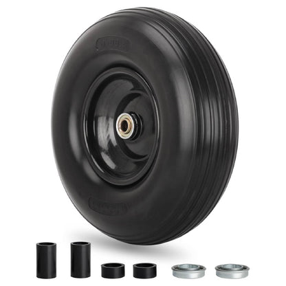 4.00-6 Flat-free Solid Tire and Wheel, 13" Wheelbarrow Tire, with 5/8" Axle Bore Hole, 1.75" Center Hub for Wheelbarrow Cart Lawn Mover Go Kart Replacement Tire (1 Pack)