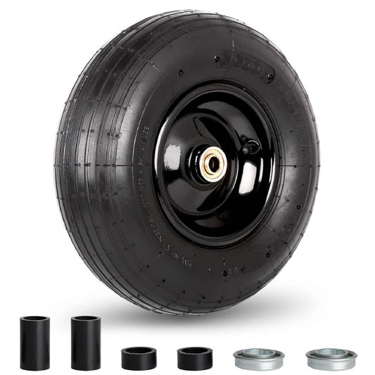 4.00-6 Tire and Wheel, 13" Wheelbarrow Pneumatic Tire, 5/8" &amp; 3/4" Bearings, 1.75-6" Centered Hub,Sealed Bearings for Wheelbarrows Trolley Dolly Garden Wagon Cart Wheel Replacement（1 pack）