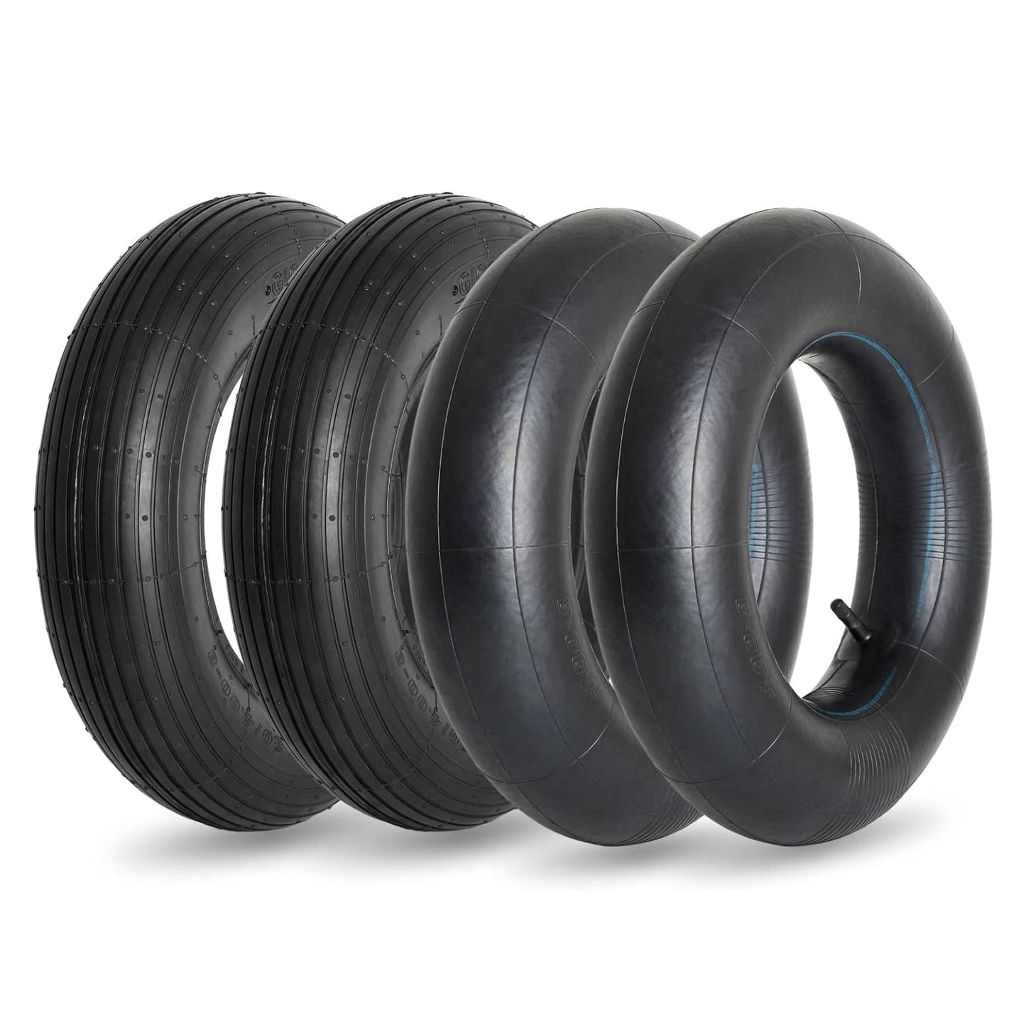 4.80/4.00-8 Replacement Tire and Inner Tube Set, 15" Heavy Duty Tire and Wheel, TR-13 Straight Valve Stem, for wheelbarrow Trolley Dolly Garden Wagon Wheel Replacement (2 Pack)