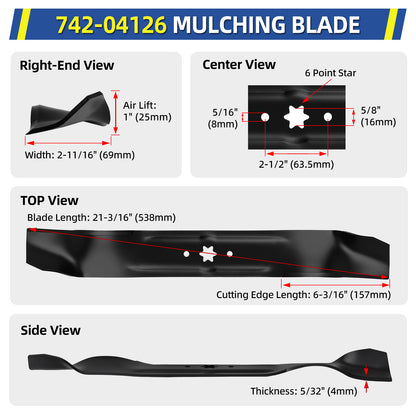942-0616A Mower Blades 42" Deck fits Cub/MTD Repl 742-0616, 742-0412