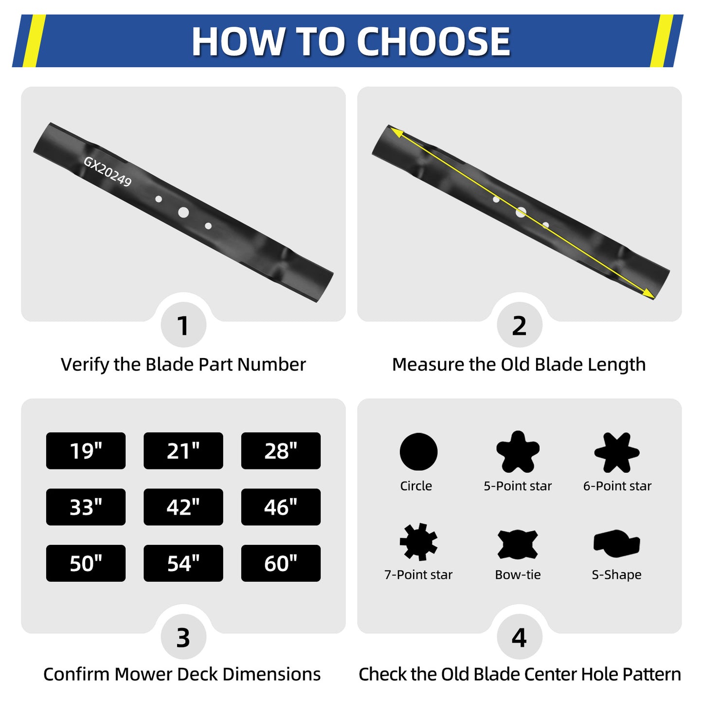 GX20249 Mower Blades for John Deere 42", Replaces GX20249, GX20433, GY20567, M128485