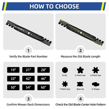 942-04308 Blades for 42" Troy Bilt Bronco Pony Mustang Cub Cadet, Replace 942-04308A 942-04308-X 942-04312