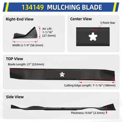 532134149 422719 Mower Blades Fits Craftsman 42" Deck Mower, Replace 134149 424752