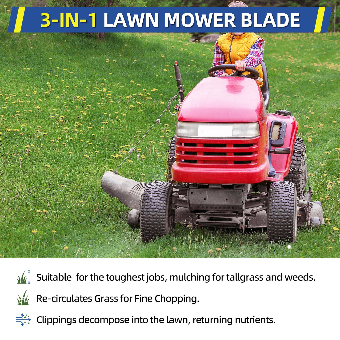 46" Mulching Blade for Cub Cadet Craftsman Husqvarna Poulan, Replaces 742-04244 942-04244 942-04290-X