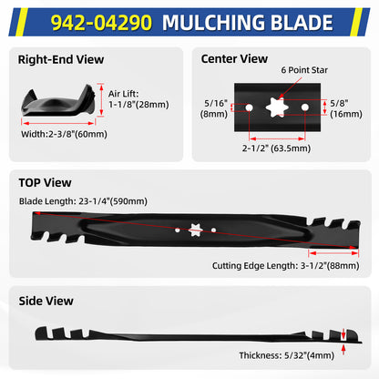 46" Mulching Blade for Cub Cadet Craftsman Husqvarna Poulan, Replaces 742-04244 942-04244 942-04290-X