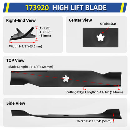 48" Mower Deck Blades for Husqvarna, OEM 173920, 180054, 532180554, 575938201