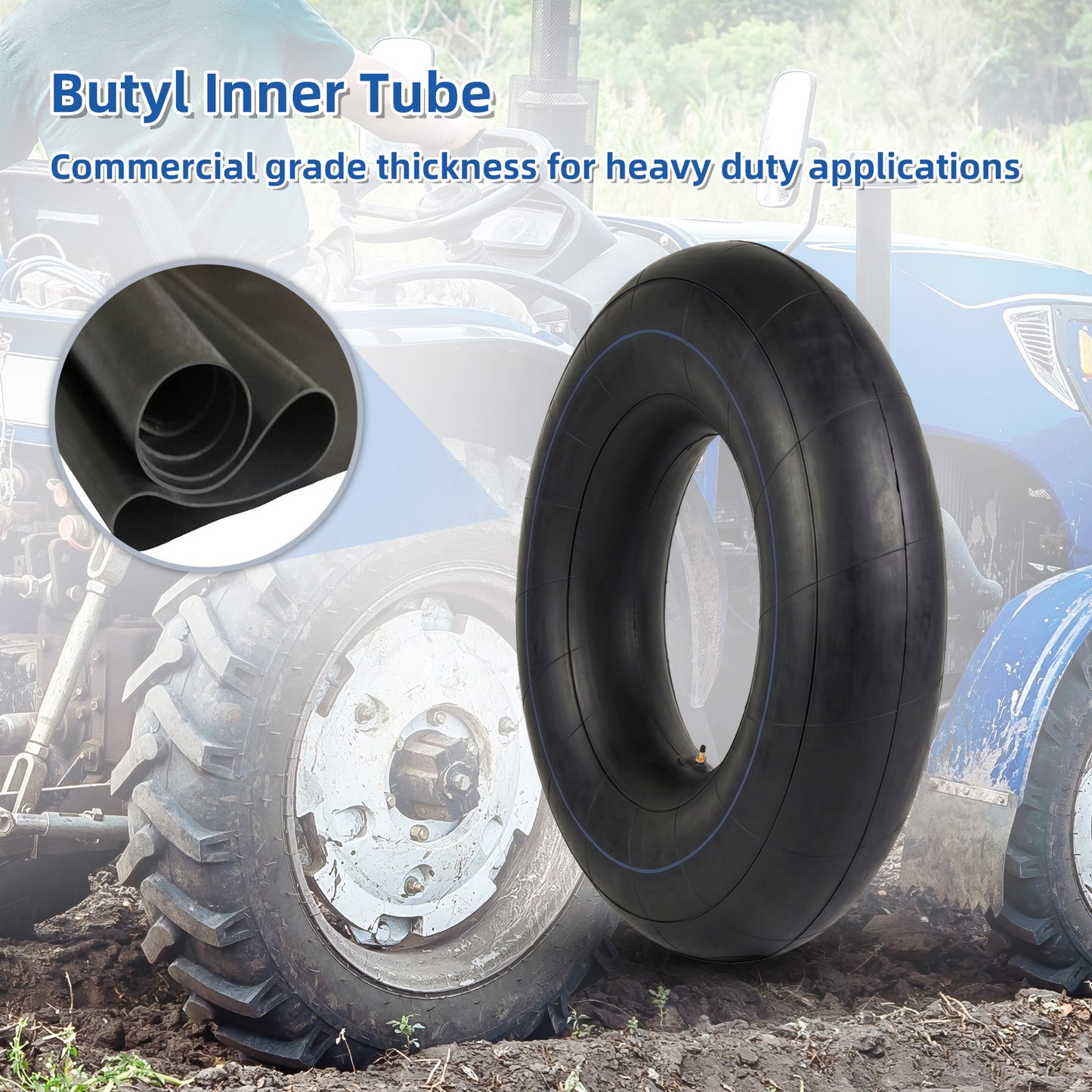 11.2-28/12.4-28 Butyl Inner Tube, 1 Pack with TR218A Valve Stem, Heavy-Duty Inner Tube, Replacement Tube for Farm Tractor, Backhoe and Industrial Equipment
