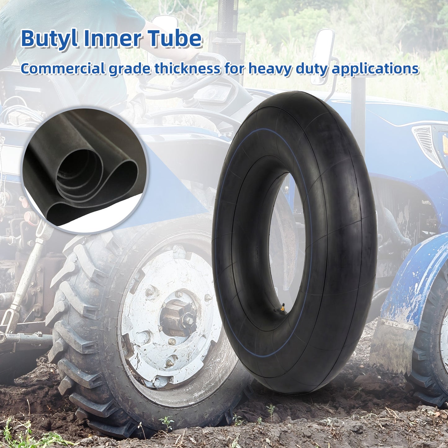 7.5-24/8.3-24/9.5-24 Butyl Inner Tube, 1 Pack with TR218A Valve Stem, Heavy-Duty Inner Tube, Replacement Tube for Farm Tractor, Backhoe and Industrial Equipment