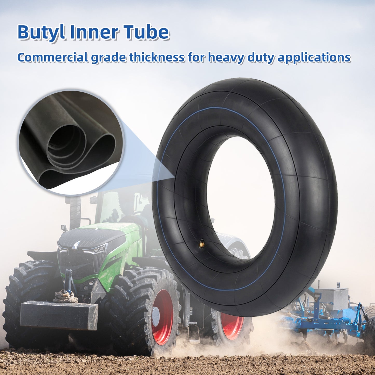 11.2R-24/12.4R-24 Tractor Tire Butyl Inner Tube, 1 Pack with TR218A Valve Stem, Heavy-Duty Inner Tube, Replacement Tube for Farm Tractor, Backhoe and Industrial Equipment
