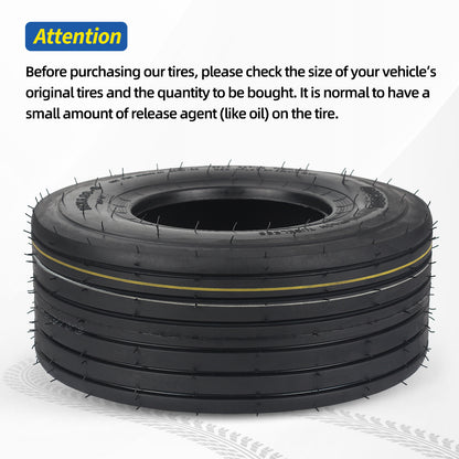 13x5.00-6 Tubeless Lawn Mower Tires, 13x5.00-6 Riding Lawnmower Straight Rib Tread, 4 Ply