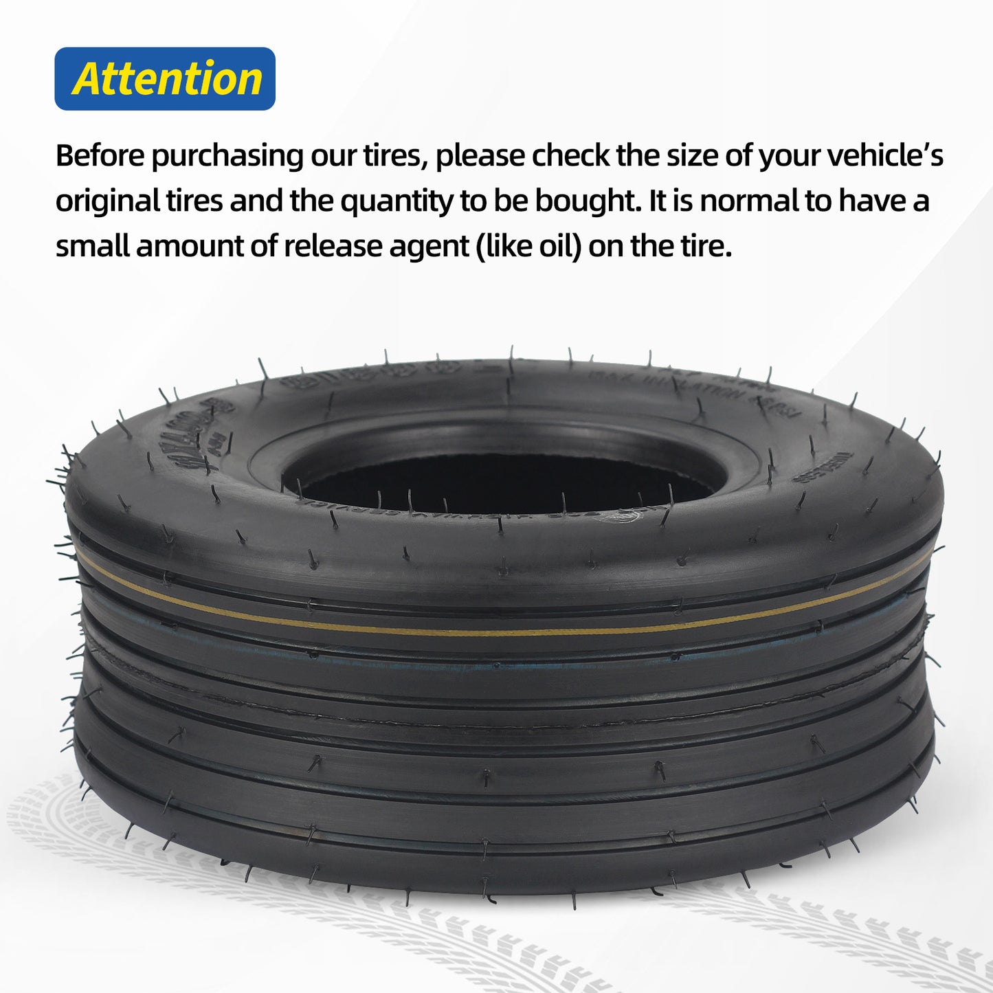 11x4.00-5 Tubeless Lawn Mower Tire, Zero Turn Lawn Mower Front Tire, Straight Rib Tread, 4 Ply
