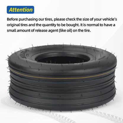 11x4.00-5 Tubeless Lawn Mower Tire, Zero Turn Lawn Mower Front Tire, Straight Rib Tread, 4 Ply